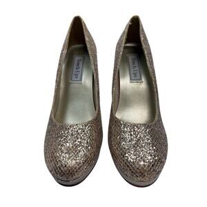 TOUCH UPs 8 M Gold 4.5" stiletto heels round toe Glitter sparkle Formal dress